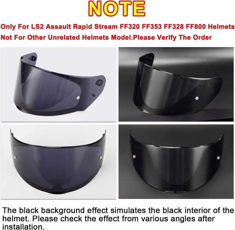 psler درع خوذة أساولت رابد - درع وجه خوذة دراجة نارية بديل لأساولت رابد FF320 FF353 FF328 FF800، أسود داكن - Image 3